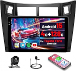 [4G + 128G] Inefala Android 15 autoraadio Toyota Yaris 2008 koos traadita Carplay Androidiga, 9-tolline puuteekraaniga raadio koos GPS WiFi RDS/FM Bluetooth EQ SWC tagurduskaamera mikrofoniga