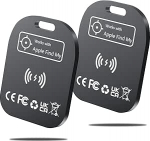 Smart Wallet Tracker Card Slim laetav Bluetooth Tracker ja eseme otsingusseade, mis &uuml;hildub Apple Find My (ainult iOS) pagasi ja rahakoti jaoks 2 Pack (must)