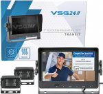 VSG 24 24504 Tagurduskaamera 7-tolline transporteri komplekt Transit koos 2 x kaamera, monitor, kaabel - veekindel &ouml;&ouml;vaatlus 12 V - 24 V vastupidav tagurduss&uuml;steem auto haagissuvila veoauto haagistele