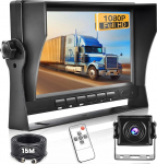 FHD 1080p tagantvaate kaamera komplekt 7-tollise LCD monitoriga, 170&deg; laia nurga tagurduskaamerad IP69 veekindel, 18IR &ouml;&ouml;n&auml;gemiskaamera matkaauto/haagissuvila/veoauto/bussi/kaubiku jaoks (12-24 Volt)