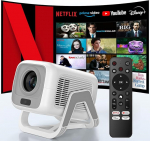 Bettdow 4K mini projektor [Netflix Official], Full HD 1080P p&ouml;&ouml;rlev projektor, automaatne fookus / v&otilde;tmek&otilde;rguse korrigeerimine, 10000 lumeni videoprojektor koos Android 13, Bluetooth 5.2, projektor kodukino