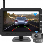CAMECHO traadita tagurduskaamera komplekt, 4,3-tolline monitor koos 1 traadita tagurduskaameraga haagisele, matkaautole, veoautole, autole, bussile, IP68 veekindel, &ouml;ine n&auml;gemine, 12V-36V