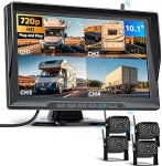 Podofo 4 digitaalset traadita tagurduskaamerat 10,1-tollise monitoriga, HD 720P IP68 veekindel &ouml;ise n&auml;gemise salvestamine Quad Split tagurduskaamera s&uuml;steem veoauto haagise haagise traktorile