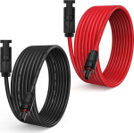 TRAMILY 5M / 16.4 10AWG p&auml;ikesepaneeli pikenduskaabel koos naise ja mehe p&auml;ikesepaneeli juhtmeadapteriga (16FT punane + 16FT must)