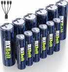 MXBatt laetav USB AA ja AAA aku liitium 1,5 V Combo, USB C laetav AA aku 3400 mWh 6 Pack, 1,5 V AAA liitium akud 1200 mWh 6 Pack