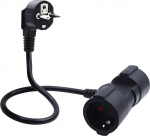 LANMINGLEL L&uuml;hike Schuko topeltpistikuga kaabel, 2 kuni 1 l&uuml;hike Schuko pikenduskaabel, Schuko pistikuga v&auml;likaabel, 3 x 1,5 mm&sup2;, 16 A, 250 V, IP44 Kodu T (must 90 kraadi, 0,5)