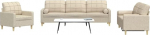 Homgoday 3 Piece Sofa Set with Cushions Cream Fabric