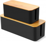 Kaablite hoiukast, suurem kaabli organiseeritud kast, 2 kaabli hoiukasti bambusekaanega, mis varjab segaseid kaableid, juhtmete juhtimine, 40,6 x 15,7 x 13,7 cm ja 32 x 13,5 x 13,0 cm, 40,6 x 15,7 x 13,7 x 13,7 cm