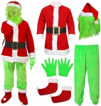 SINSEN Grinch Kost&uuml;m f&uuml;r Kinder Jungen Gr&uuml;nes gro&szlig;es Monster Weihnachtspelzanzug Weihnachtsmann Outfits Weihnachts Cosplay Kost&uuml;m