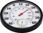 Gro&szlig;es Wandthermometer-Hygrometer f&uuml;r den Innen- und Au&szlig;enbereich, 25,4 cm, wei&szlig;, Temperatur- und Luftfeuchtigkeitsmesser mit mechanischem Uhrwerk, leicht ablesbare Gartendekoration