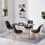 H.J WeDoo Dining Room Set with Dining Table and 4 Dining Chairs, Rectangular Dining Table 110 cm with 4 Dining Room Chairs, Suitable for Dining Room, Kitchen, Living Room