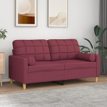 ZEYUAN 3200788 2-Seater Sofa with Decorative Cushions Wine Red 140 cm Fabric, Sofas & Couches, Sofa Living Room, Sofa for Teenager's Room, Relaxing Sofa, Sofa for Bedroom, Upholstered Sofa