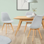 ML-Design Set of 4 Dining Room Chairs with Backrest, Grey, Scandinavian Retro Upholstered Chairs with Beech Wood Legs, Linen Seat, Ergonomic Kitchen Chair for Dining Table, Living Room Chairs