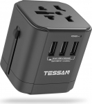 TESSAN reisiadapter maailmas, pistikupesa adapter Jaapanis 3 USB A, reisipistikupesa adapter maailmas, universaalne adapter Jaapanile, USA-le, &Uuml;hendkuningriigile, Inglismaale, Hiinale, Taisse, rahvusvaheline pistikupesa adapter.