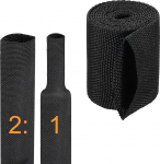 hankekaart Schrumpfschlauch, 2:1 suhe, 3,5 cm, ID, 91 cm, geflochtene Kabelh&uuml;lsen, Stoff, gewebt, Schrumpfschlauch, Schutz f&uuml;r Kabelbaum, Kabelmantel, Schlauch, Draht, Schwarz