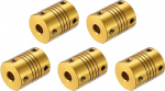 QUARKZMAN Pack of 5 6 mm to 6.35 mm Aluminium Alloy Shaft Coupling L24.5 x D19.5 Flexible Coupler for Encoders and Motors, Golden