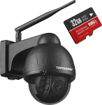 Topodome FHD 1080P Outdoor Surveillance Camera with Starlight Night Vision, Car Tracking, Manal Detection, Metal, Black