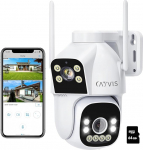 CAYVIS 2K (2MP + 2MP) Outdoor WiFi Surveillance Camera, 2.4GHz/5GHz PTZ Dual-Lens Outdoor Surveillance Camera with AI People, Colour Night Vision, Car Tracking, 360&deg; WiFi Camera Outdoor, IP66, with