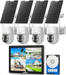 Camcamp Solar Surveillance Camera Set 10-tollise monitori ja 500 GB k&otilde;vakettaga, 2K PTZ p&auml;ikesekaamera v&auml;ljas WiFi, 10CH NVR, HDMI v&auml;ljund, v&auml;rviline &ouml;&ouml;n&auml;gemine, PIR liikumistuvastus, 2-suunaline