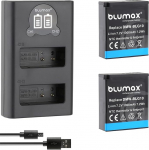 2 x Blumax aku, mis &uuml;hildub Panasonic DMW-BLG10 E [1000 mAh] NTC anduriga ja V1 korpusega + &otilde;huke topeltlaadija DMW-BLG10E / DMW-BLE9 E/BP-DC15 E