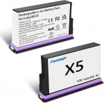 Fantasyo Insta 360 X5 aku 2 Pack 2800 mAh suure mahutavusega aku X5 tarvikud koos kaitsekarbiga, saab kasutada Misro SD-kaardi salvestamiseks, &uuml;hildub Insta 360 X5 kaameraga (2 akut)
