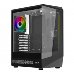 Noua Demon TK100 ATX Compact Gaming Case, PWM ARGB ventilaator ja LED ribad, Mid-Tower USB 3.0 ja Type-C, ees ja k&uuml;ljel karastatud klaas, must