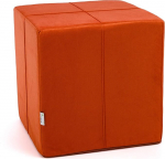 Ecopuf Cube Stool Faux Leather Microfibre Seat Box Cube Pouf Ottoman Footstock for Living Room Home Decor 40 x 40 x 40 cm Faber Orange A44