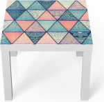DEQORI klaasist laud | Valge v&auml;ike 55 x 55 cm | Trigonaalne dekoratsioonimotiiv | Ebatavaline klaasist k&uuml;ljelaud | K&otilde;rgl&auml;ikega kohvilaud elutuppa | Moodne disainiga diivanilaud