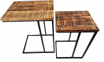 Mango Wood Coffee Table Brown Black Set of 2 54 ja 60 cm Natural Side Table Dekoratiivne &ouml;&ouml;kapp