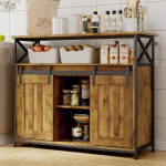 Sideboard, k&ouml;&ouml;gikapp 2 l&uuml;kanduksega, hoiukapp reguleeritavate riiulitega, kallutusvastane kaitse, elutuppa, k&ouml;&ouml;ki ja esikusse, 100 x 33 x 80 cm (Retro)