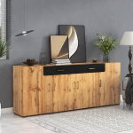 Sideboard, k&ouml;&ouml;gikapp, hoiukapp, 208 x 39,5 x 80 cm, kapp 4 uksega, 2 sahtlit, buffet (pruun)