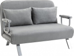 HOMCOM 3-in-1 diivanvoodi 185 x 105 cm diivanvoodi 5-tasandilise reguleeritava seljatoega, viskopadjaga, 2-kohaline diivan magamisfunktsiooniga, sametne v&auml;limus, lamamistool elutuppa, magamistuppa, helehall