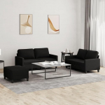 ZEYUAN 3-TLG. Sofagarnitur mit Kissen Schwarz Stoff, Diivanid ja diivanid, Diivan Wohnzimmer, Diivan F&uuml;r Jugendzimmer, Relaxsofa, Diivan F&uuml;r Schlafzimmer, Polstersofa - 3201456