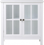 American Furniture Classics OS Home and Office Glass Door Accent and Display Cabinet, White