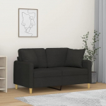 Homgoday 2-kohaline diivan dekoratiivsete padjadega diivan Diivan Lounge diivan Double diivan Kaasaegne l&otilde;&otilde;gastav diivan Loveseat K&uuml;lalissohva iste M&ouml;&ouml;bel elutuppa magamistuppa kontorisse must 120 cm kangas