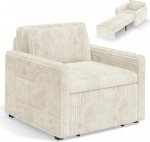 Xbro 3-in-1 diivanvoodi magamisfunktsiooniga, pikendatav diivanvoodi, 1-kohaline, diivanvoodi magamisfunktsiooniga, n&ouml;&ouml;rilehe voodi koos padjaga, kokkupandav diivan elutuppa, magamistuppa, beeži v&auml;rvi