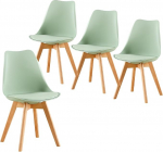 S&ouml;&ouml;gitoa toolid Skandinaavia Retro pehme polstriga, SGS sertifitseeritud - k&ouml;&ouml;gitool t&auml;ispuidust p&ouml;&ouml;gijalgadega (4 tk, Ice Cream Green)