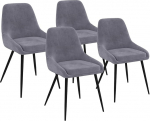 IDMarket - 4 Thalya sametist tooli helehall k&auml;etugedega