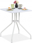 Relaxdays aialaud HBD 73 x 62 x 62 cm R&otilde;dulaua puiduefektiga plastist metallist terrassilaud ruudukujuline valge
