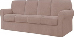 Weiches, stilvolles, elastisches Sofa, Sofabezug-Set for 4-Sitzer-Couch, 9-teilig mit 4 Kissenbez&uuml;gen, Mehrfarbig, Verschiedene Gr&ouml;&szlig;en(Marrone C,X L)