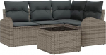 Rantry 4-teiliges Garten-Sofa-Set mit Kissen Schwarz Poly-Rattan, 2-Sitzer Garten-Sofa mit Stauraum & Kissen Grau Poly-Rattan Gartenlounge Model3354698