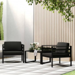 Modulares Einzelsofa Set Anthrazit: 2 Einzelsofa mit Kissen aus Aluminium f&uuml;r Garten und Terrasse