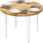 LAMO Manufaktur &uuml;mmargune s&ouml;&ouml;gilaud, 100 cm, elutoa laud, bistro laud, &uuml;mmargune laud k&ouml;&ouml;ki, restorani, paksus: 40 mm, V&auml;rv: Tugevus: 40 mm, V&auml;rv: 40 mm, V&auml;rv: V&auml;rv: Rustic, Jalad: Elevandiluu