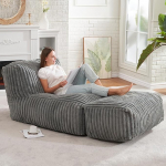 Hobestluk Big Bean Bag Lounger Chairs Suur Beanbag Tool t&auml;iskasvanutele Bean Bag Diivan koos m&auml;luvahuga t&auml;idetud elutuppa, magamistuppa v&otilde;i r&otilde;dule (triibuline hall)