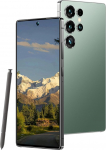 L24 Ultra 5G nutitelefon ilma lepinguta, Android 14 8GB + 256GB mobiiltelefon, 7,3-tolline HD-ekraan, Dual SIM, 108MP + 64MP kaamera, 7000mAh aku, sisseehitatud pliiats, lukustamata mobiiltelefon (roheline)