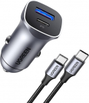 UGREEN autolaadija USB C 30W PD QC 3.0 PPS koos kaabliga laadija sigaretis&uuml;&uuml;taja 12V &uuml;hildub iPhone 17 Pro Max Air 16 15 14 13 Galaxy S25 Ultra Plus S24 A15 A05s Pixel 10 9 8 7 iPad Proga