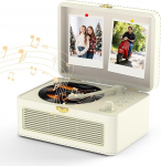 Kaasaskantav CD-m&auml;ngija Bluetooth Retro raadio CD-m&auml;ngija k&otilde;laritoega USB ja AUX taasesitus koos puldiga tolmukate beež PU nahast valge