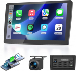 Haudio 2 Din Autoradio mit Apple CarPlay und Android Auto, 9 Zoll Autoradio mit HD-R&uuml;ckfahrkamera, GPS, Bluetooth, Sprachsteuerung, Mirror Link, FM/AM/AUX f&uuml;r alle Fahrzeuge 4+64GB(Aktualisierter CPU)