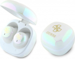 CG Mobile Guess Bluetooth k&otilde;rvaklapid TWS + dokkimisjaam Iridescent 4G tr&uuml;kitud logo Valge