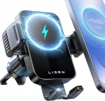 LISEN Androidile [15W Pro] mobiiltelefonihoidja auto laadimisfunktsiooniga - 360&deg; p&ouml;&ouml;ratav mobiiltelefonihoidja auto ventilatsioon Samsung Galaxy S25/S24/S23 Ultra, Xiaomi 15T, Magic 400 Pro, Pixel 10, iPhone jaoks